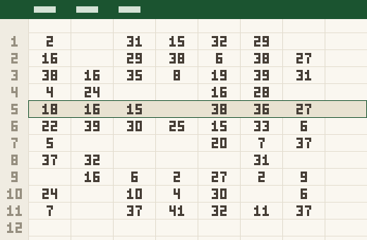 A cluttered league spreadsheet